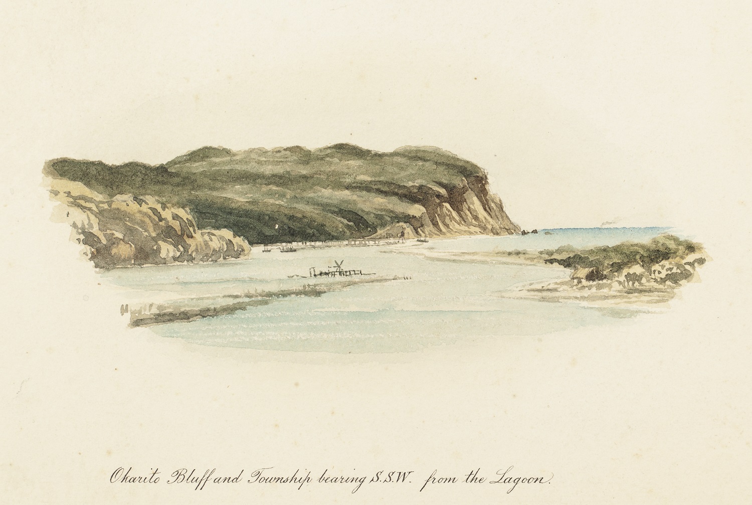 Cooper’s sketch of Ōkārito. Detail from map 4, Canterbury Museum 1971.139.2