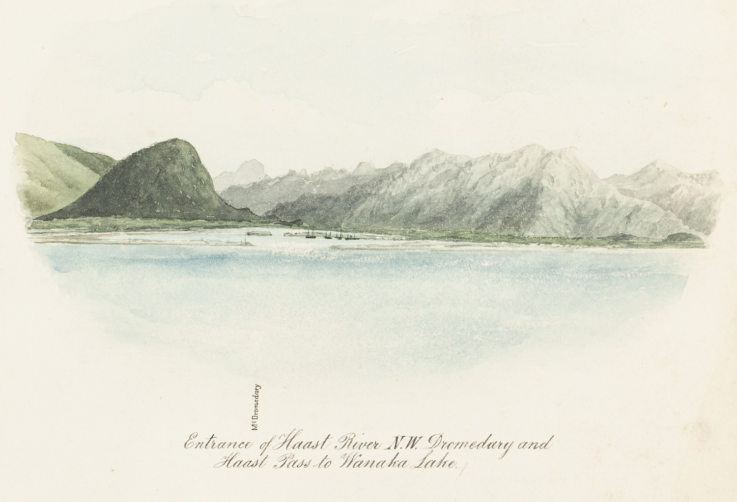 Cooper’s sketch of Haast River. Detail from map 6, Canterbury Museum 1971.139.4