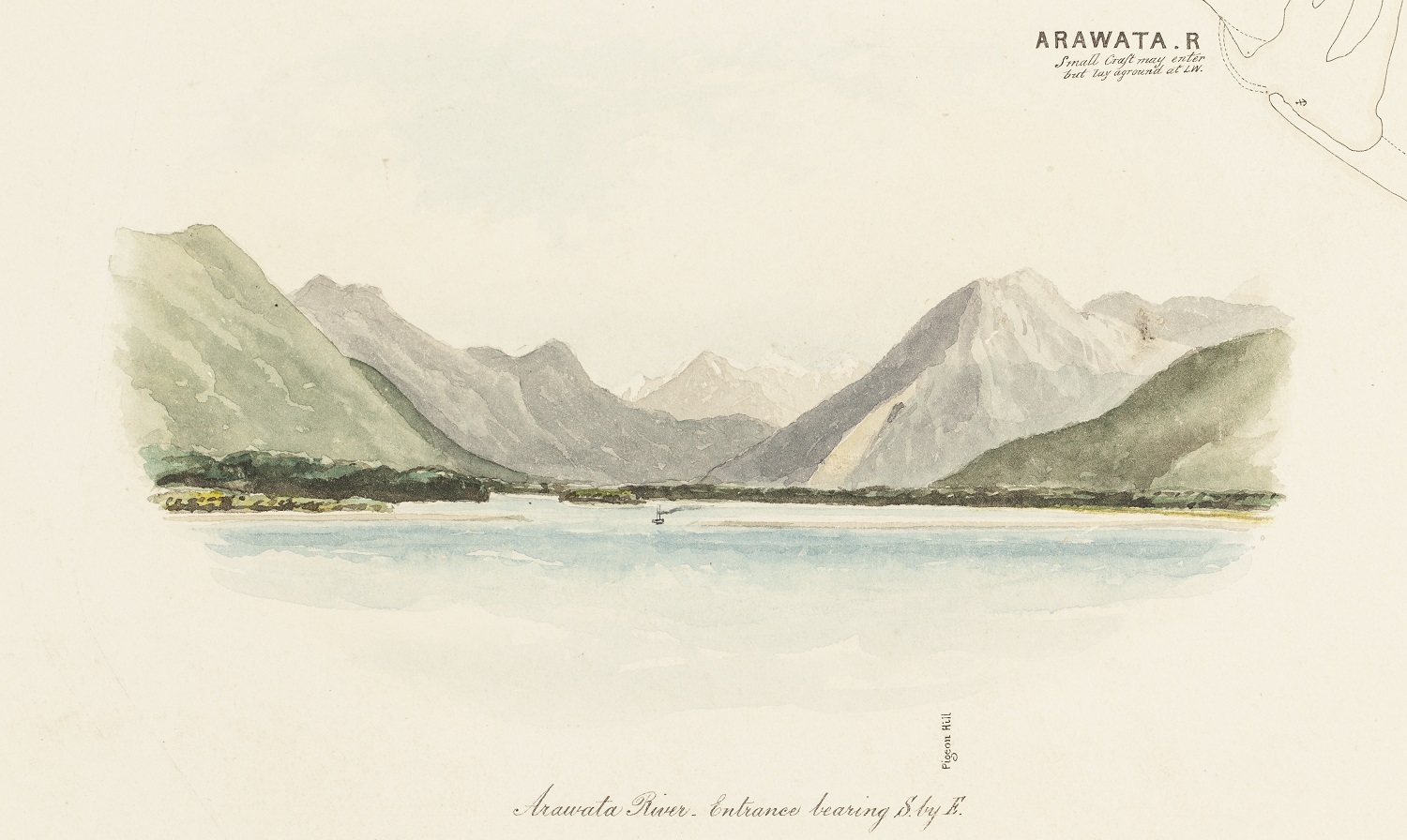 Cooper’s sketch of Arawhata River. Detail from map 6, Canterbury Museum 1971.139.4