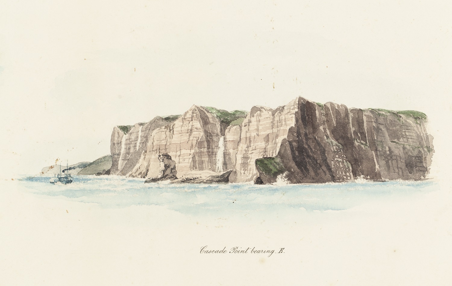 Cooper’s sketch of Cascade Point. Detail from map 8, Canterbury Museum 1971.139.6