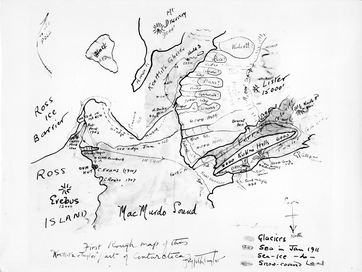 Griffith Taylor's sketch map. Canterbury Museum 1973.204.5