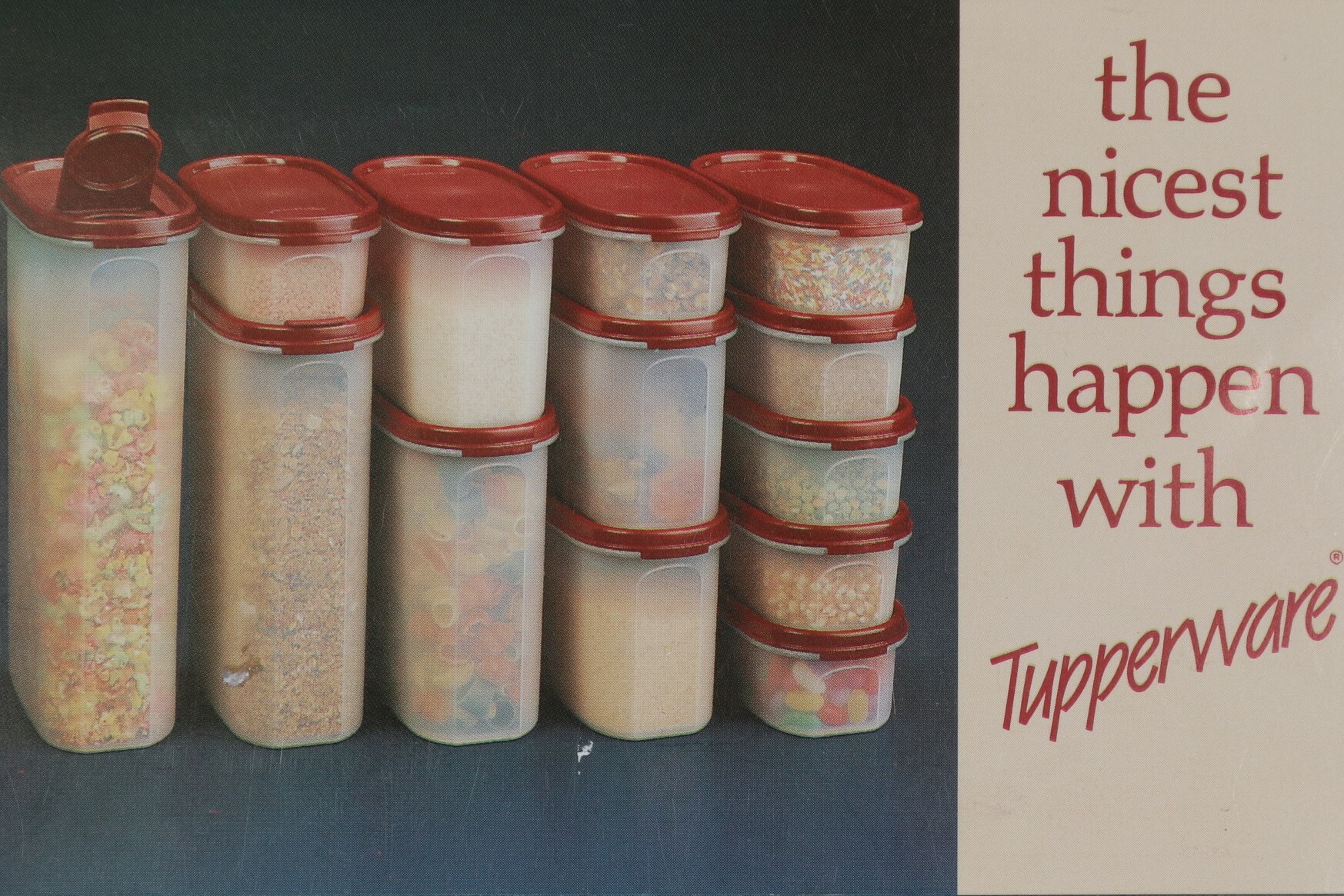 A Tupperware party invitation postcard showcasing some Tupperware products. Canterbury Museum 2004.39.5591