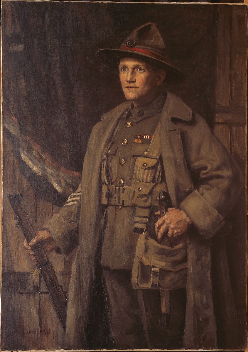 A posthumous painting of Sergeant Henry Nicholas VC, MM by A Elizabeth (Abbott) Kelly. Archives New Zealand R22498077