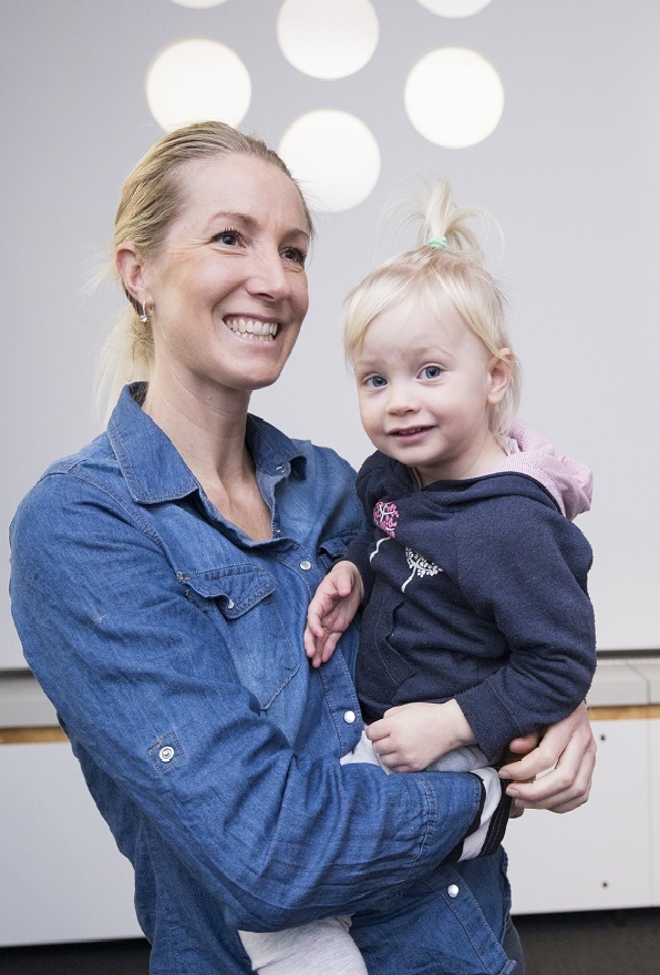 700,000th visitor to Canterbury Museum, Mackenzie Granger (2 years) and her mother Kylie Granger.