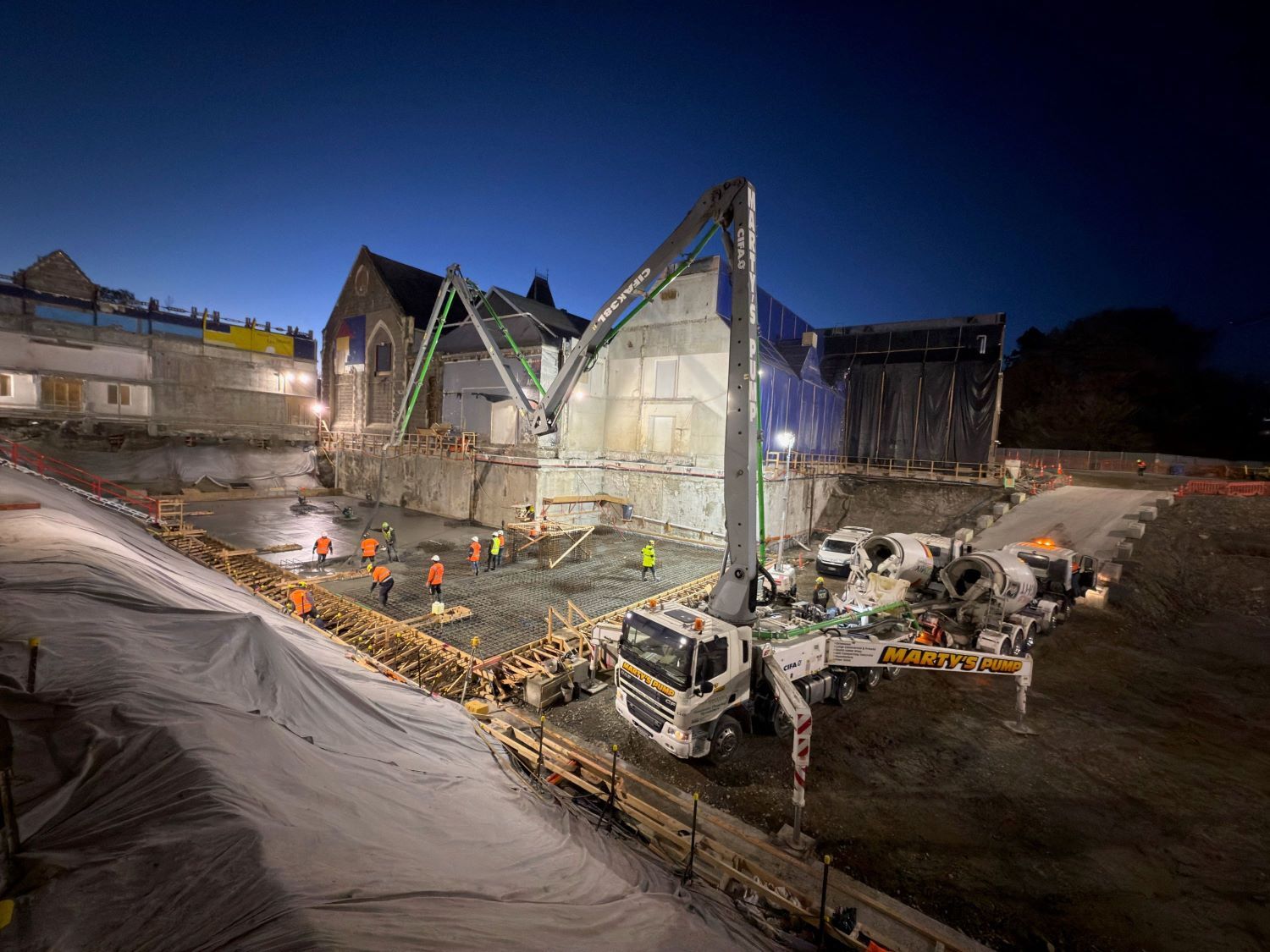 The first concrete pour