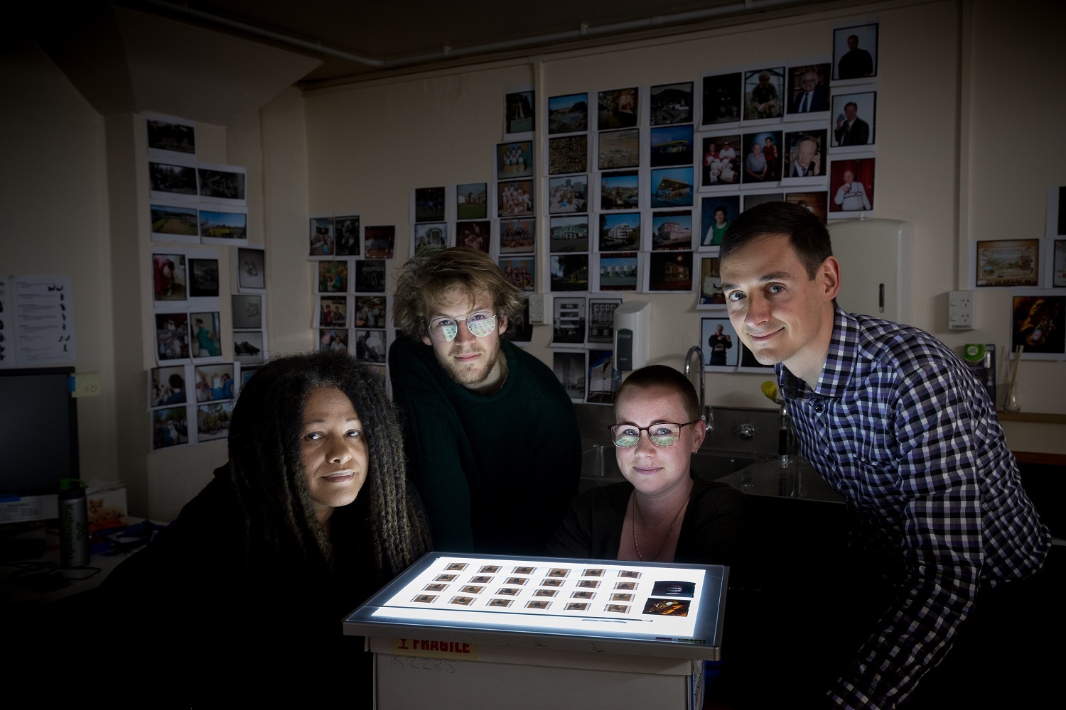 Standish and Preece Project Team (left to right) Sonya Pegg, Thomas Herman and Brydie Lauder with Curator Special Projects Dan Stirland.