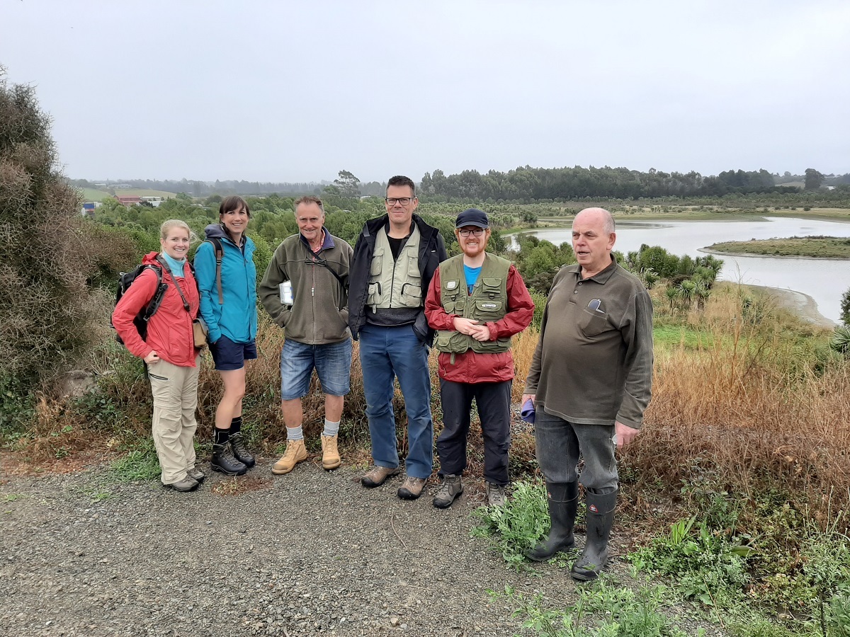 Group photo of a walk on 4 March with local representatives and volunteers working on caring for Otipua Wetland.