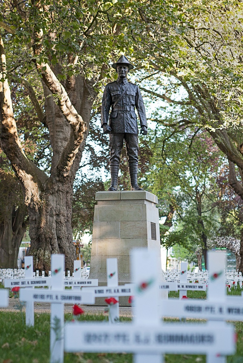 The statue of Henry Nicholas in Remembrance Park, Christchurch