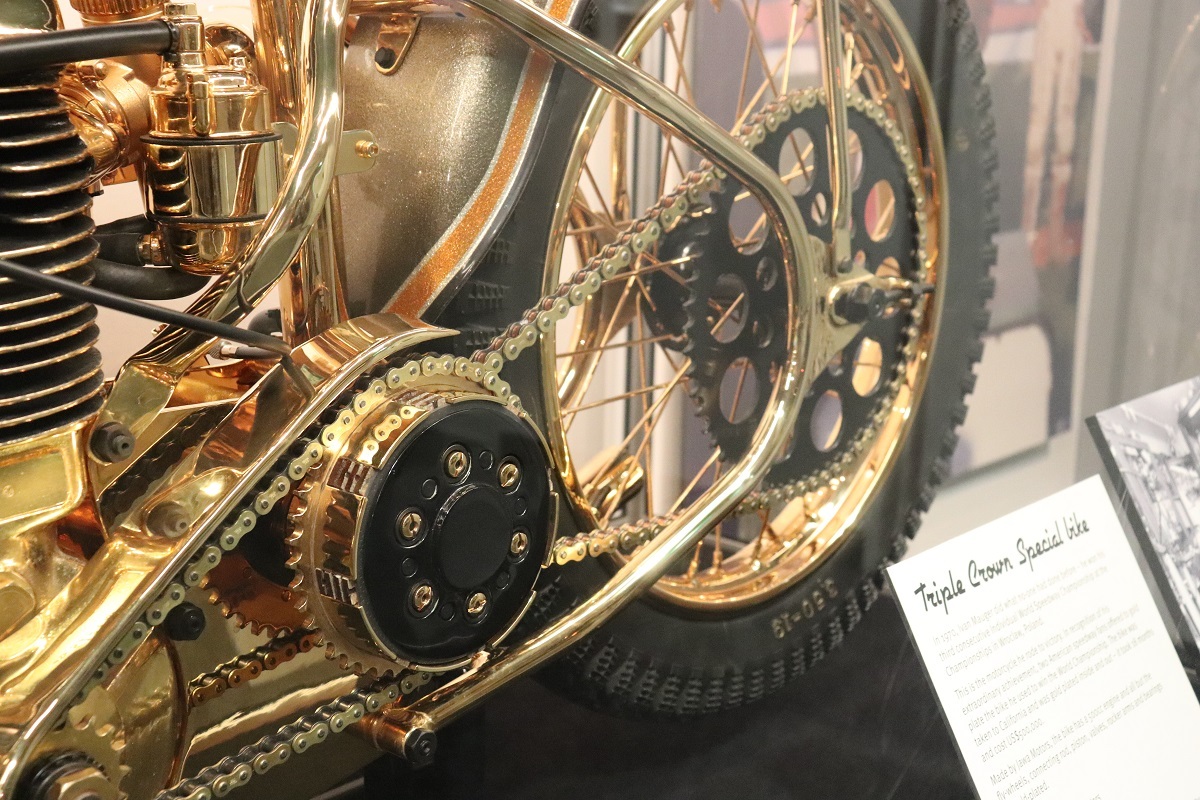 The new brass primary and secondary chains have been fitted to the bike