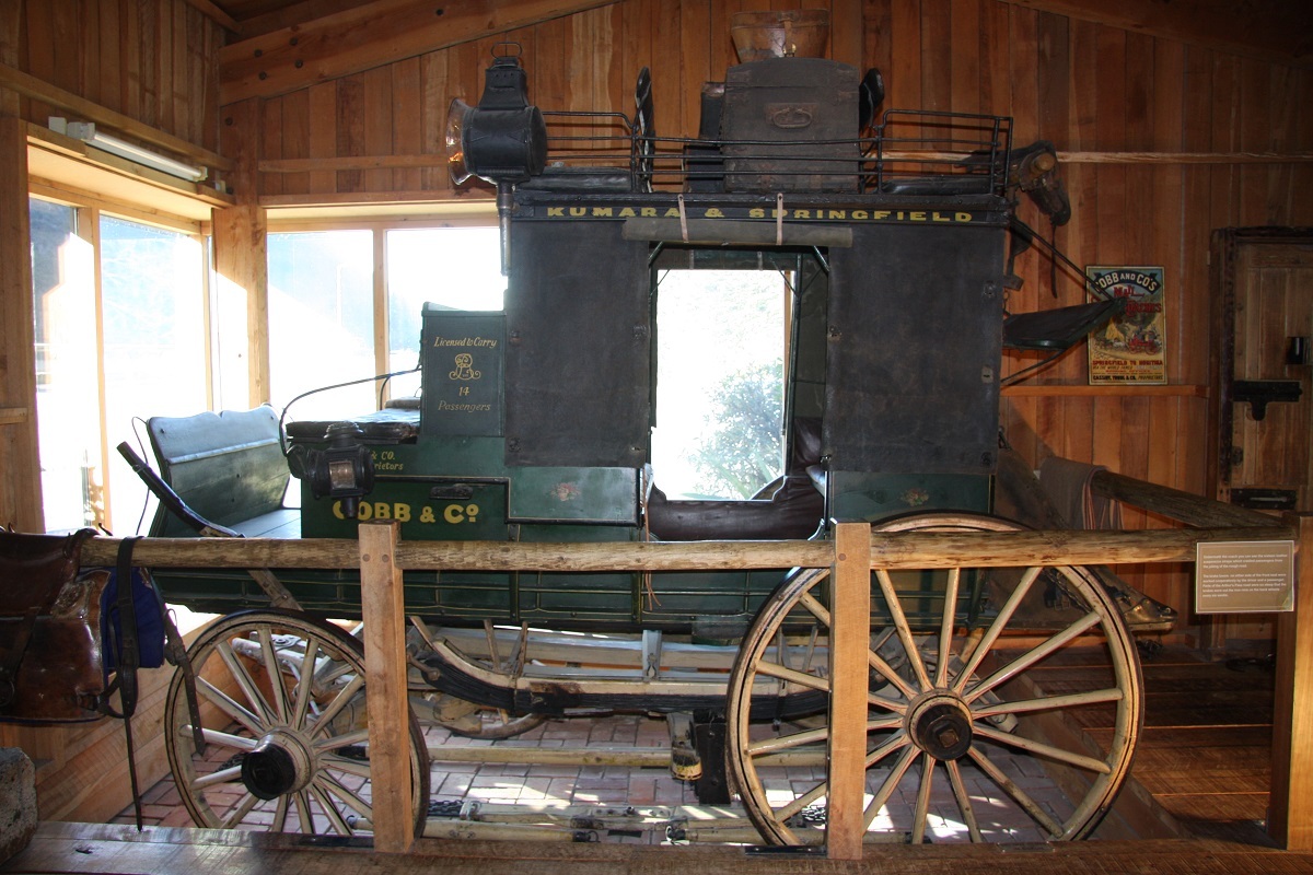 The Seddon Coach on display at the Arthur's Pass Visitor Centre