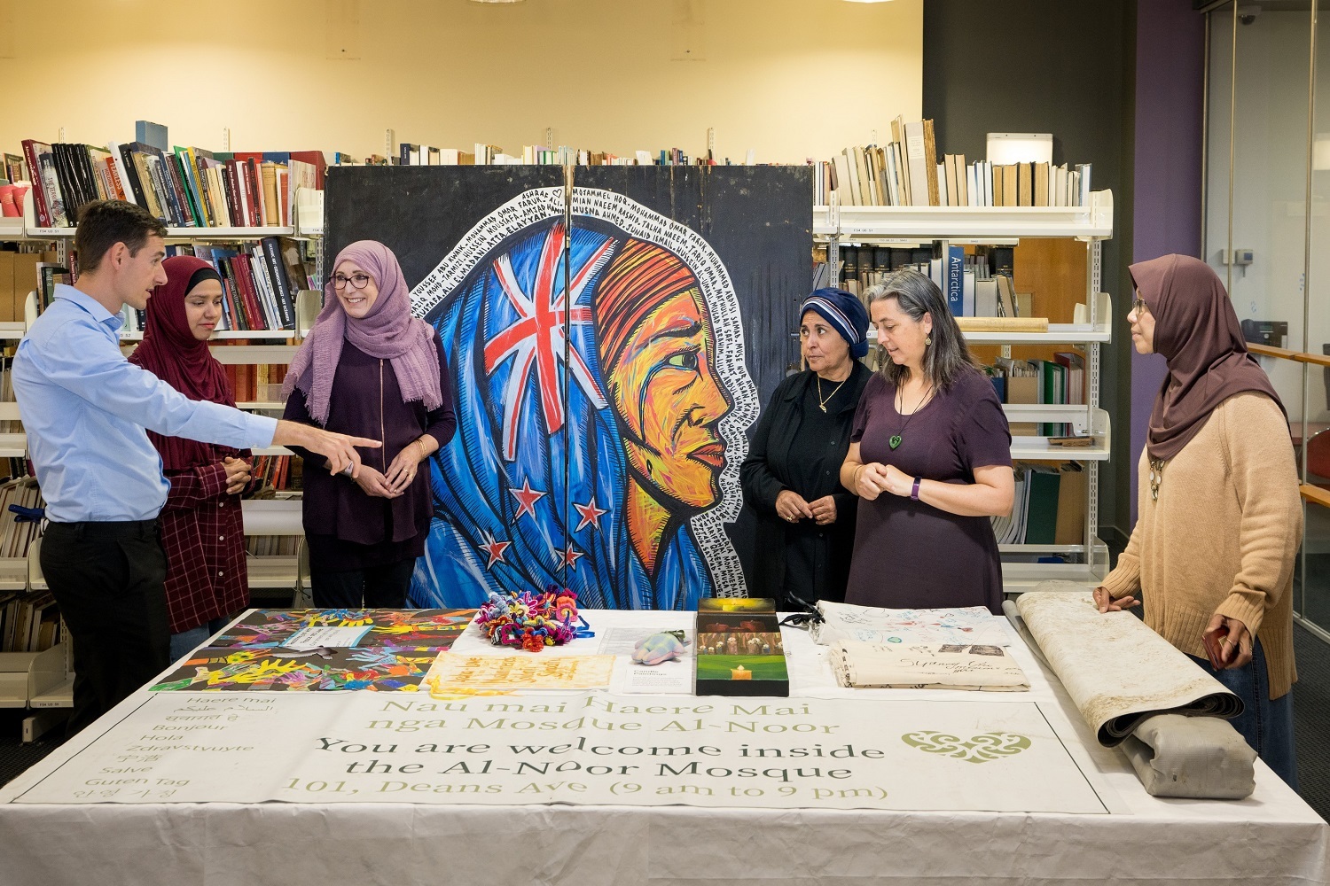 The team who selected the tributes to enter the Museum’s collection. From left: Daniel Stirland, Sarah Quadir, Ruqayya Sulaiman-Hill, Shadia Amin, Angela Armstrong and Jumayah Jones.