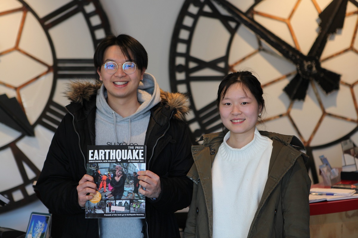 Jian Zhu, 22, and Erin Jin, 21, visited Quake City on the 8-year anniversary of the September 2010 earthquake.