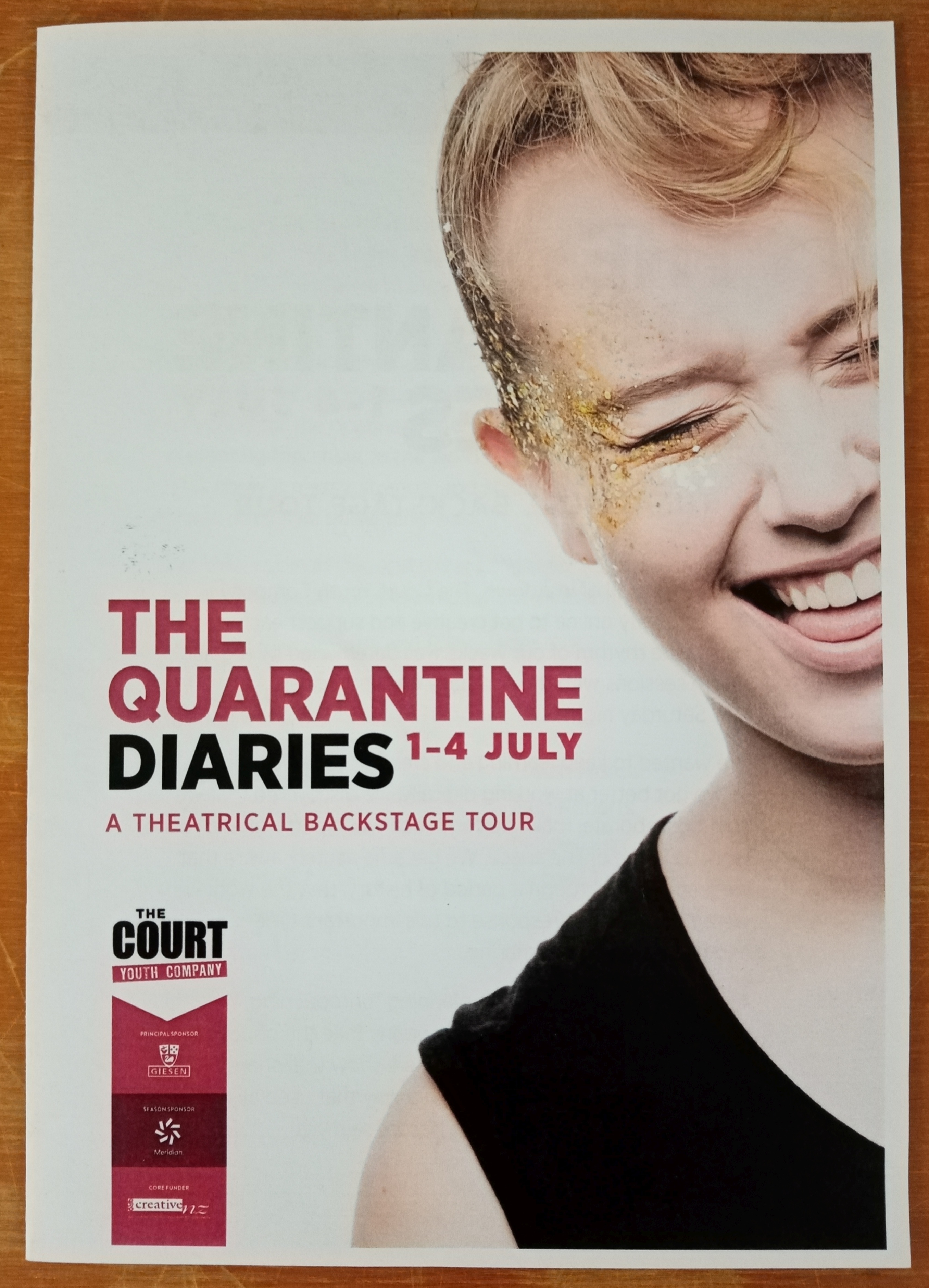 Programme for 'The Quarantine Diaries'. Canterbury Museum 2020.132.1 © The Court Theatre