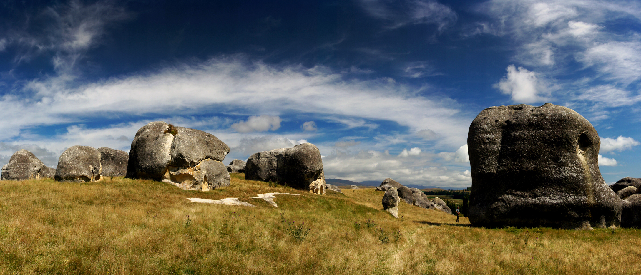 Elephant Rocks near Duntroon in North Otago are named for an elephant that died there in 1868. Image by Bernard Spragg, CC0 1.0